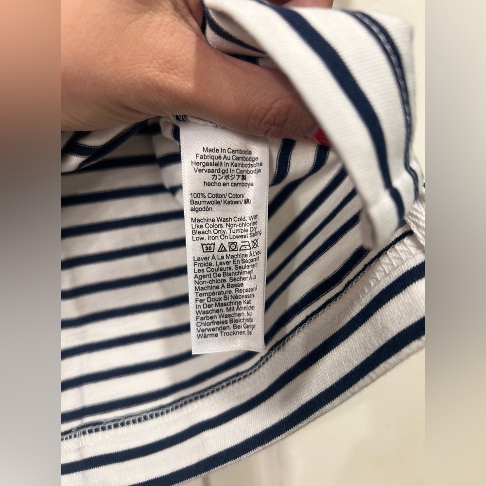 J.Crew Women's Relaxed Premium Weight Cropped TShirt Classic Ivory Stripe XS NWT - Picture 6 of 10